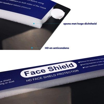 Faceshield gezichtsbeschermer Derma Codes verpakking uitleg